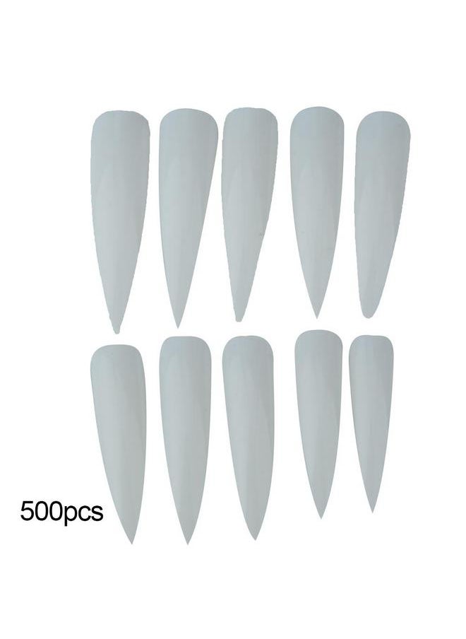 Thoraya 500pcs 3 Colors False Nail Tips Long False Nail DIY Decoration White  - Image 1