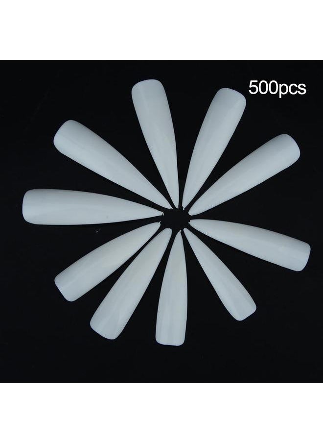 Thoraya 500pcs 3 Colors False Nail Tips Long False Nail DIY Decoration White  - Image 3