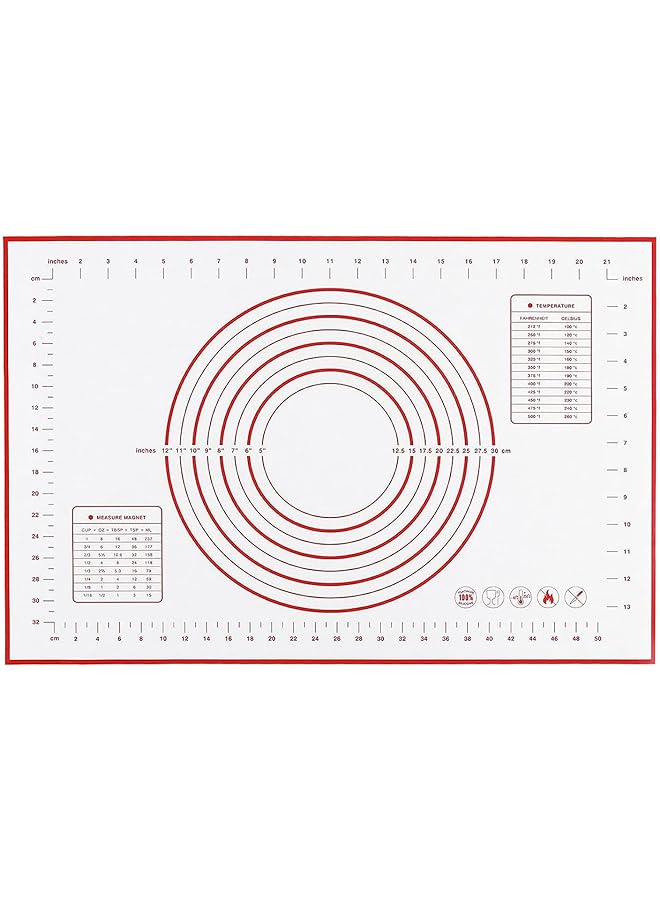 SKY-TOUCH Baking Mat Non Stick Silicon Rolling Pastry Mat 60*40Cm Silicon Baking Sheets Mats Kneading Pad Sheet Glass Fiber Rolling Dough Large Size For Cake Macaron Kitchen Tools Red White - Image 1