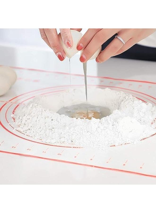 SKY-TOUCH Baking Mat Non Stick Silicon Rolling Pastry Mat 60*40Cm Silicon Baking Sheets Mats Kneading Pad Sheet Glass Fiber Rolling Dough Large Size For Cake Macaron Kitchen Tools Red White - Image 3