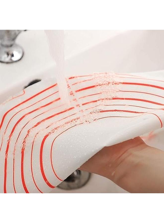 SKY-TOUCH Baking Mat Non Stick Silicon Rolling Pastry Mat 60*40Cm Silicon Baking Sheets Mats Kneading Pad Sheet Glass Fiber Rolling Dough Large Size For Cake Macaron Kitchen Tools Red White - Image 4