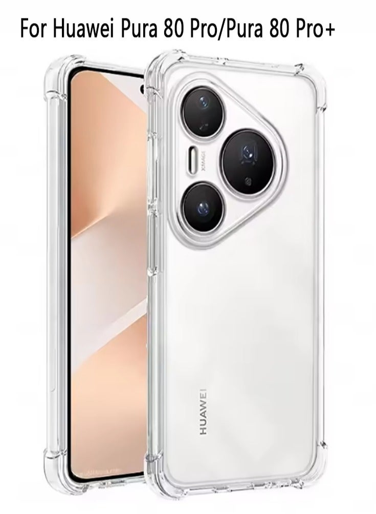 Case Soft Silicone Clear Phone Cover For Huawei Pura 80 Pro/Pura 80 Pro+ Four Corner Anti Fall Protect Bumper - Image 1