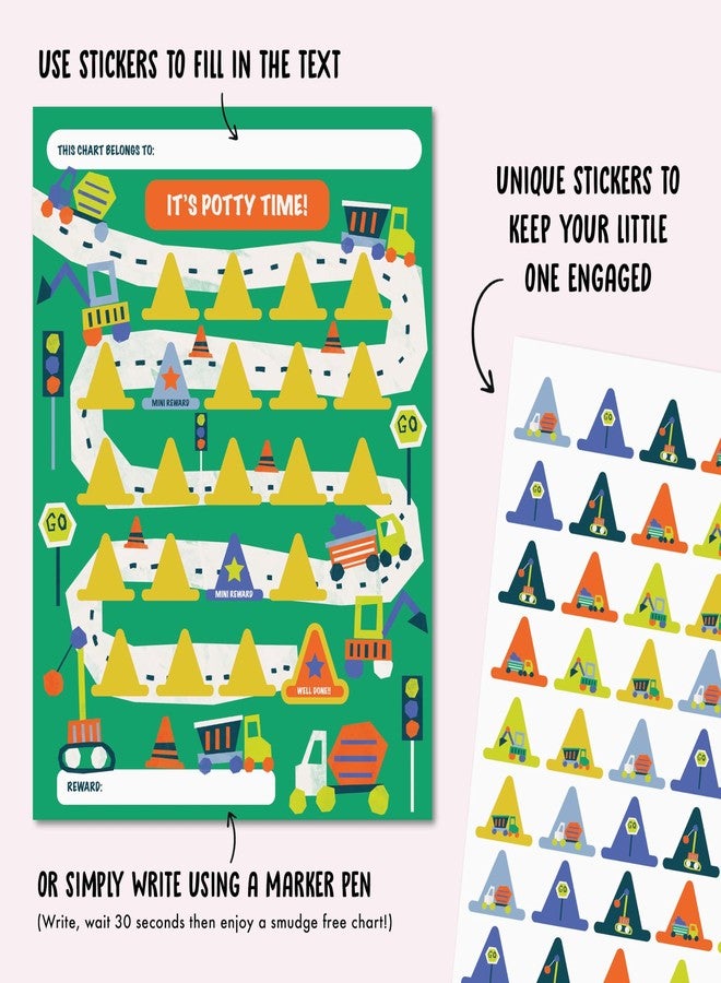 Central 23 Potty Chart for Boys with Stickers - Potty Reward Chart - Trucks - Toddler Sticker Chart for Potty Training - Good Behavior Chart for Kids Baby Son Grandson - Train to Poop - by Central 23 - Image 2
