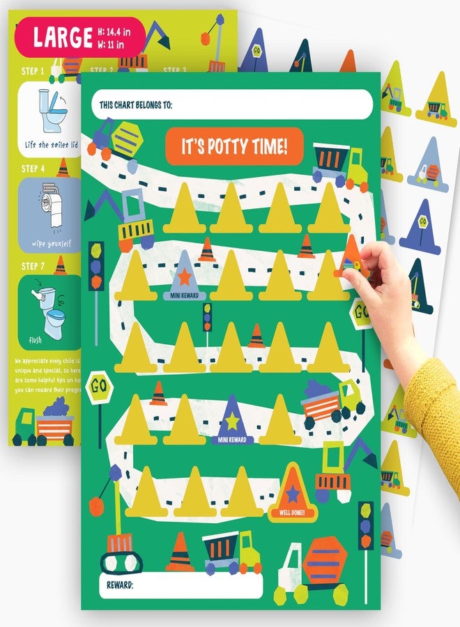 Central 23 Potty Chart for Boys with Stickers - Potty Reward Chart - Trucks - Toddler Sticker Chart for Potty Training - Good Behavior Chart for Kids Baby Son Grandson - Train to Poop - by Central 23 - Image 1