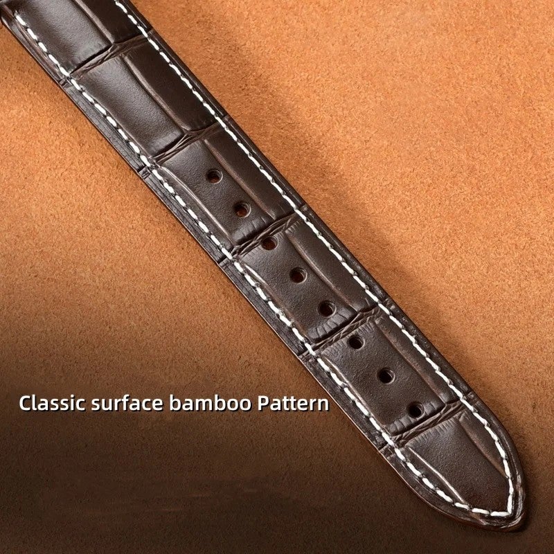 Bluejw Logo Surface Bamboo Pattern Leather Strap for Longines – Replace 14mm 15mm 20mm Full Grain Cowhide Watch Band - Image 4