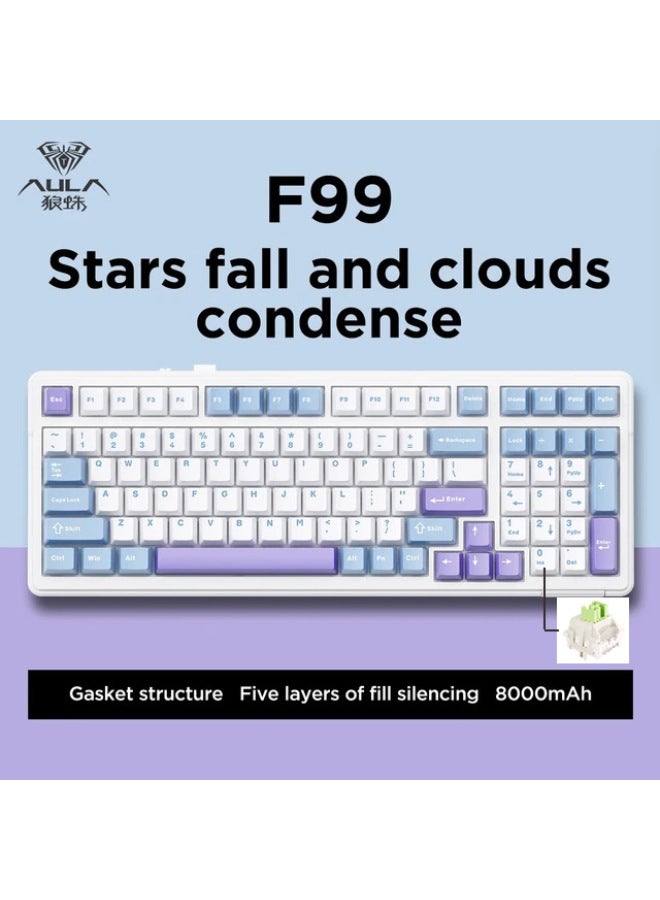 Tarantula F99 Customized Mechanical Keyboard Gasket Structure Full Key Hot Plug Wireless Three Mode Gaming Keyboard
