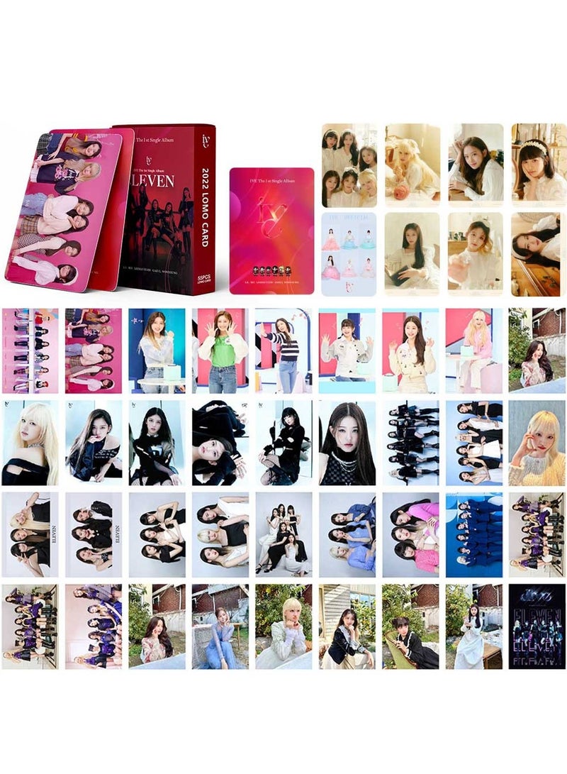 xozgdovg Integrate small card KPOP Korean Wave photo card 55 boxed DIY collection IVE aid IV by red card 