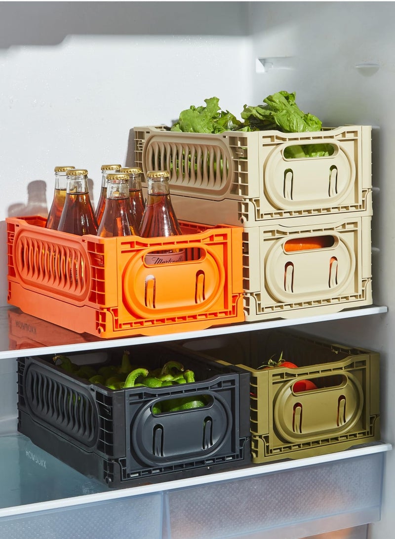 Zikra 2 Pack 7.2L Plastic Storage Crates Stackable Storage Containers Foldable Milk Crate Storage Bins Collapsible Crate for Storage Plastic Storage Basket Organizer for Organizing, Small,Green - Image 5