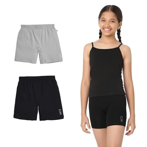 YouGotPlanB Cotton Inner Shorts for Girls | No-Mark Elastic Waistband | Supersoft & Stretchy | Antibacterial & Antimicrobial Black, Grey - Image 1