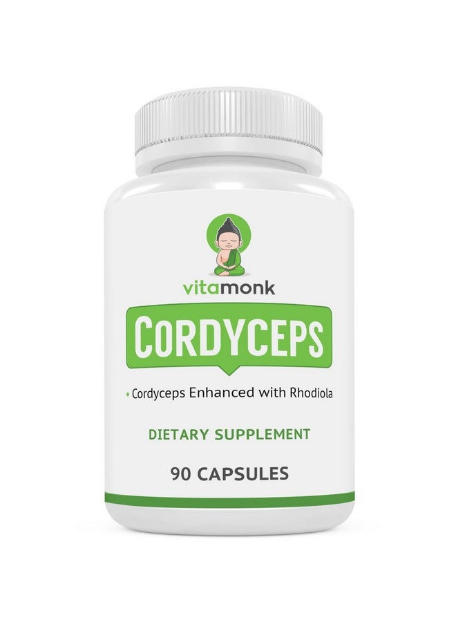 VitaMonk Cordyceps Mushroom Capsules with Rhodiola, 2 Grams of Cordyceps Mushroom Enhanced with Rhodiola - Boost Energy, Fight Stress, Enhance Performance, Non-GMO - 2000mg - 90 Caps - Image 1