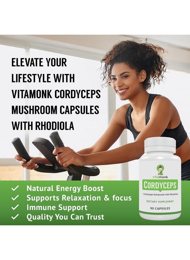 VitaMonk Cordyceps Mushroom Capsules with Rhodiola, 2 Grams of Cordyceps Mushroom Enhanced with Rhodiola - Boost Energy, Fight Stress, Enhance Performance, Non-GMO - 2000mg - 90 Caps - Image 5