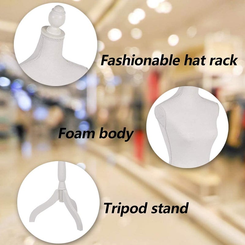 FDW Manikin 60â€-67â€Height Adjustable Female Dress Model Display Torso Body Tripod Stand Clothing Forms (Beige) - Image 5
