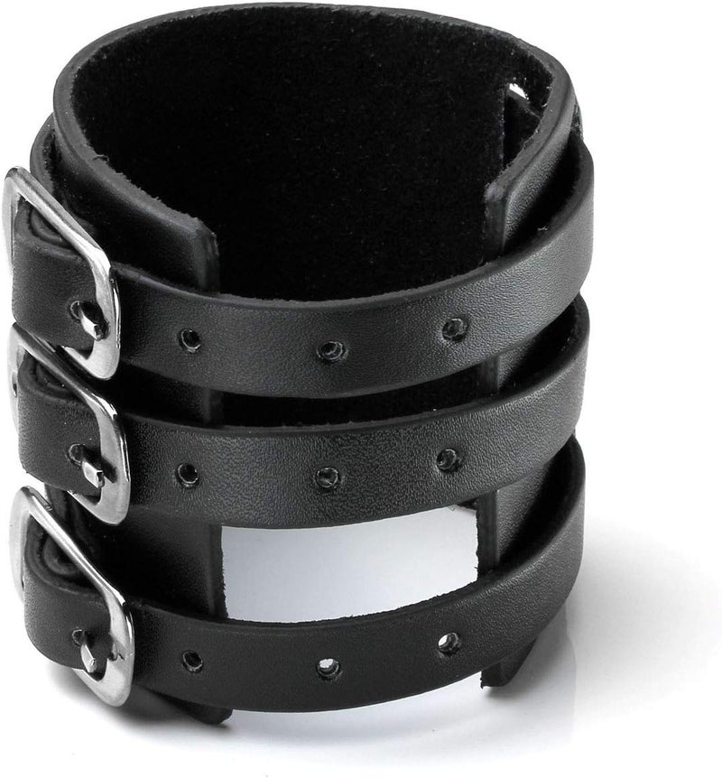 Mafnee Store Leather Cuff Bracelet Punk Bracelet Rock Braided Rivets Wristband for Men Women Adjustable - Image 2