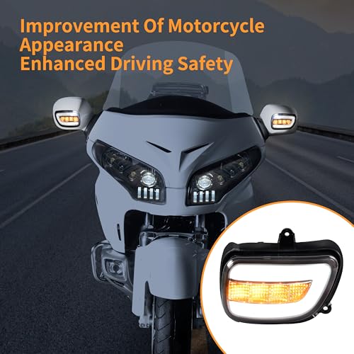 VEISUTOR Rearview Side Mirrors LED Turn Signals for Goldwing GL1800, Smoked Lens Vehicle Reversing Mirror Turn Signal With DRL for Honda Gold Wing GL1800 2001-2017 Accessories - Image 3