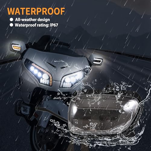 VEISUTOR Rearview Side Mirrors LED Turn Signals for Goldwing GL1800, Smoked Lens Vehicle Reversing Mirror Turn Signal With DRL for Honda Gold Wing GL1800 2001-2017 Accessories - Image 4