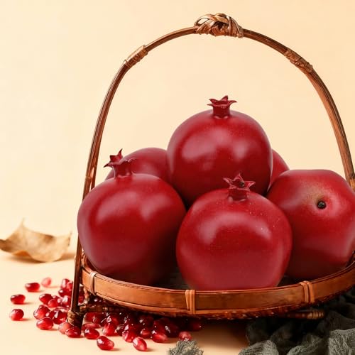 Gresorth 6 Pcs Lifelike Artificial Pomegranet Decoration Fake Pomegranate Fruit Home Party Kitchen Festival Show - Image 5
