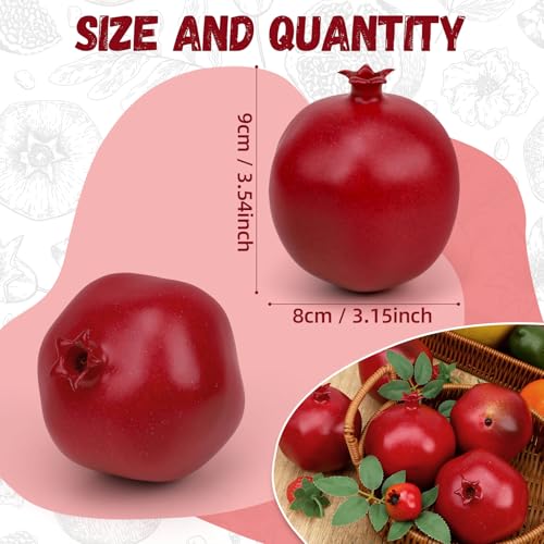 Gresorth 6 Pcs Lifelike Artificial Pomegranet Decoration Fake Pomegranate Fruit Home Party Kitchen Festival Show - Image 2