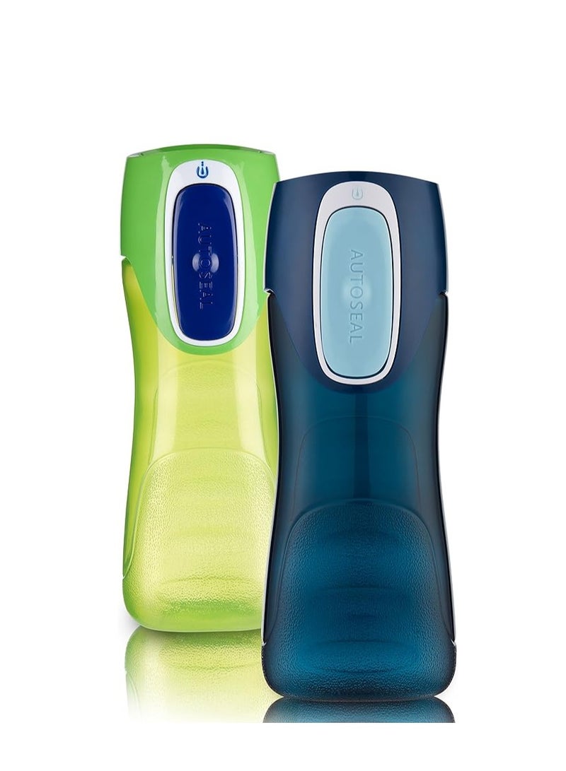 Contigo 2001147 Autoseal Trekker Kids Water Bottle, Plastic, Granny Smith & Nautical - Image 1