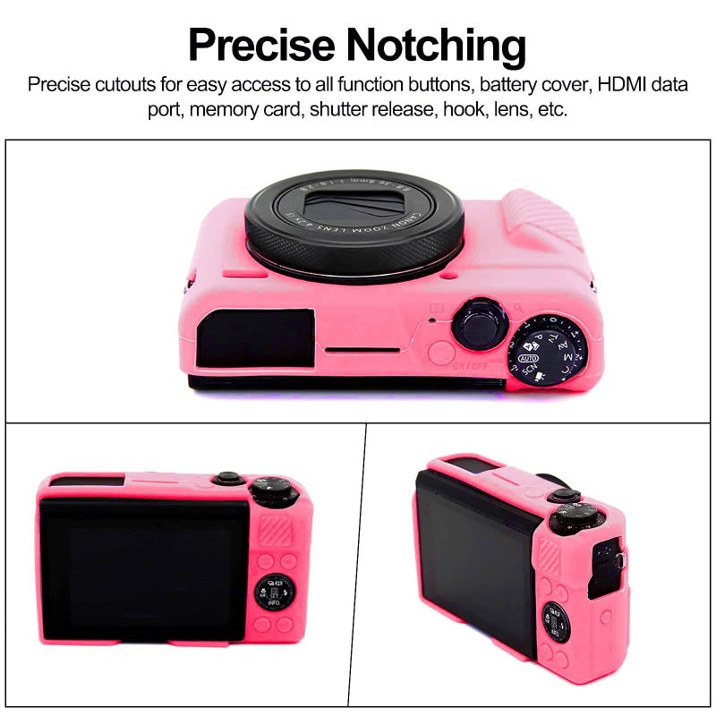Easy Hood G7X Mark II Case G7X Camera Silicone Case, Soft Silicone Protective Cover for Canon Powershot G7X Mark II DSLR Camera (Pink) - Image 5