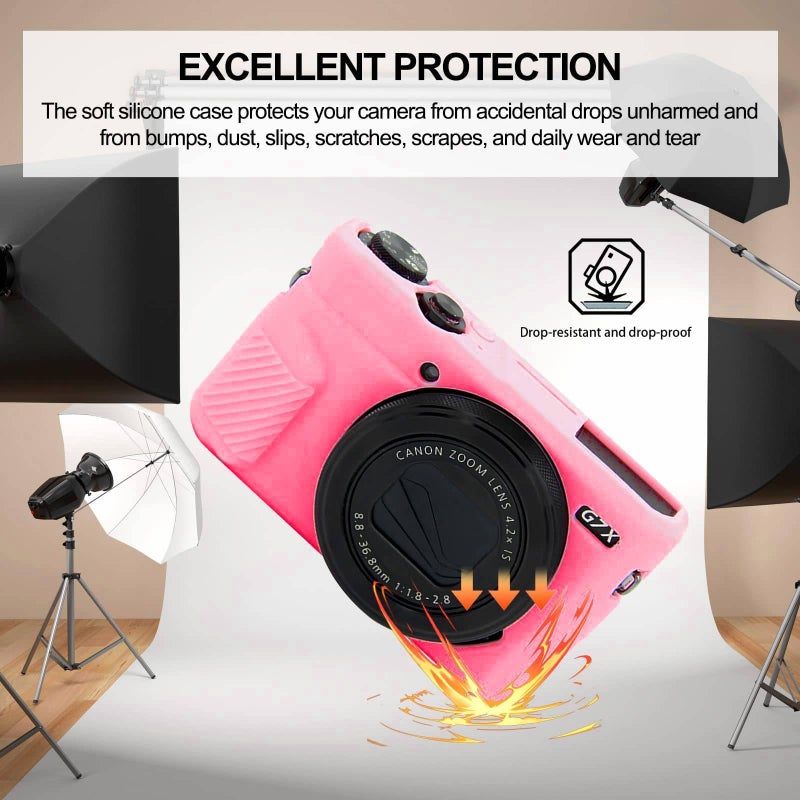 Easy Hood G7X Mark II Case G7X Camera Silicone Case, Soft Silicone Protective Cover for Canon Powershot G7X Mark II DSLR Camera (Pink) - Image 2