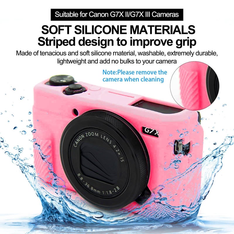 Easy Hood G7X Mark II Case G7X Camera Silicone Case, Soft Silicone Protective Cover for Canon Powershot G7X Mark II DSLR Camera (Pink) - Image 3