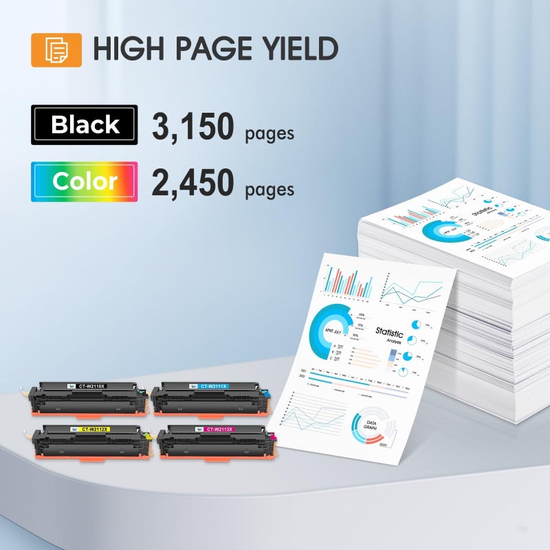 Cool Toner 206X 206A Toner Cartridges 4 Pack High Yield M283fdw M255dw Compatible Replacement for HP 206X 206 M283cdw Color LaserJet Pro MFP M255nw M283 M255 Printer Ink (with Chip) (Black Cyan Yellow Magenta) - Image 3