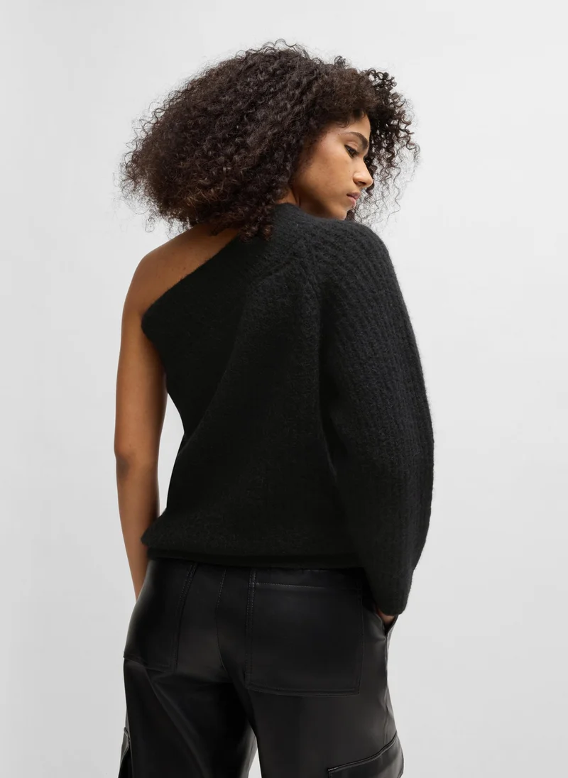 هوجو One-shoulder regular-fit sweater with knitted structure