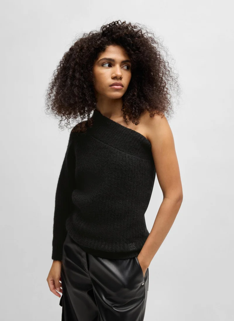 هوجو One-shoulder regular-fit sweater with knitted structure