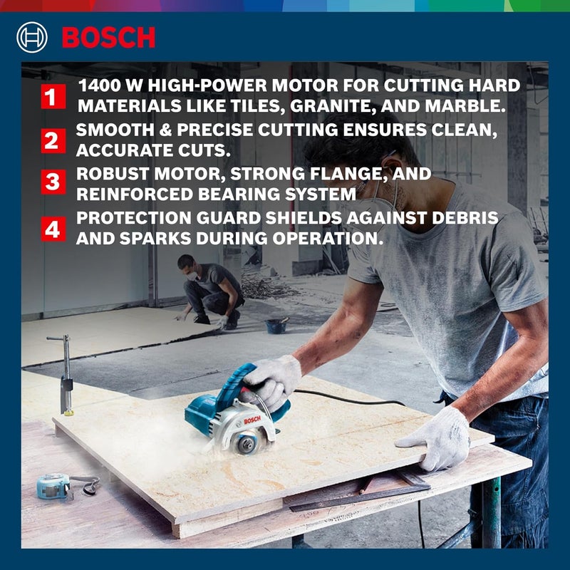 BOSCH Professional GDC 140 Electric Tile Cutter, Electric Tile Cutter with Chuck Wrench, 3kg 100 Grams, Protection Guard & Double Insulation, Low Vibration Tile Cutter, 1 Yr Warranty - Image 3