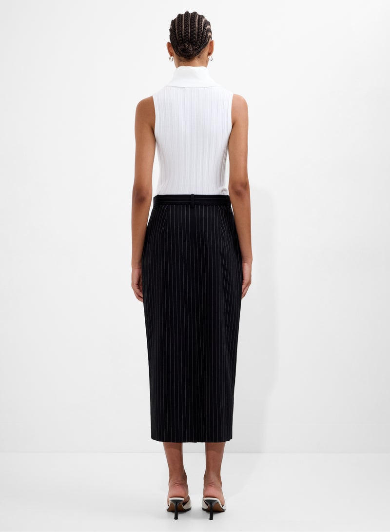 فرنش كونكشن تنورة ميدي مورغان مخططة مفصلة - Image 2