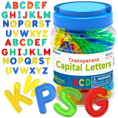 EXBEPE Transparent Capital Letters 52 Pcs for Light TableLight Table Toys and Manipulatives for KidsEducational Alphabet Set - Image 1