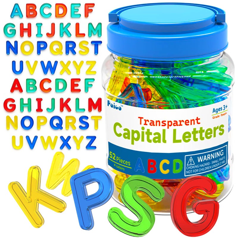 EXBEPE Transparent Capital Letters 52 Pcs for Light TableLight Table Toys and Manipulatives for KidsEducational Alphabet Set - Image 3