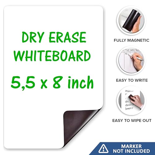 JUZARI Small Magnetic Whiteboard for Fridge 5x7 in - Dry Erase Board for Refrigerator - Small Magnet List for Frig - Magnetics White Board Sheet - Fridge List Magnet - Mini Magnetic Grocery Shoping - Image 3