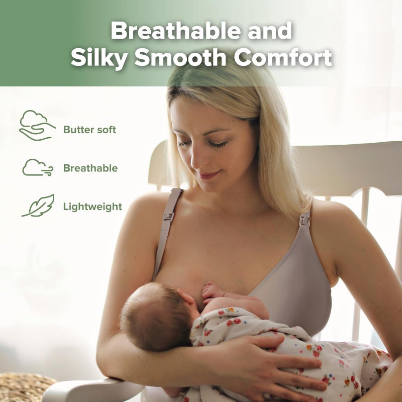 haakaa Nursing Bras for Breastfeeding, Ultra Comfort Jelly Stripâ€œ Supportive Maternity Bras Wireless Pregnancy Bras (Ash, L) - Image 3