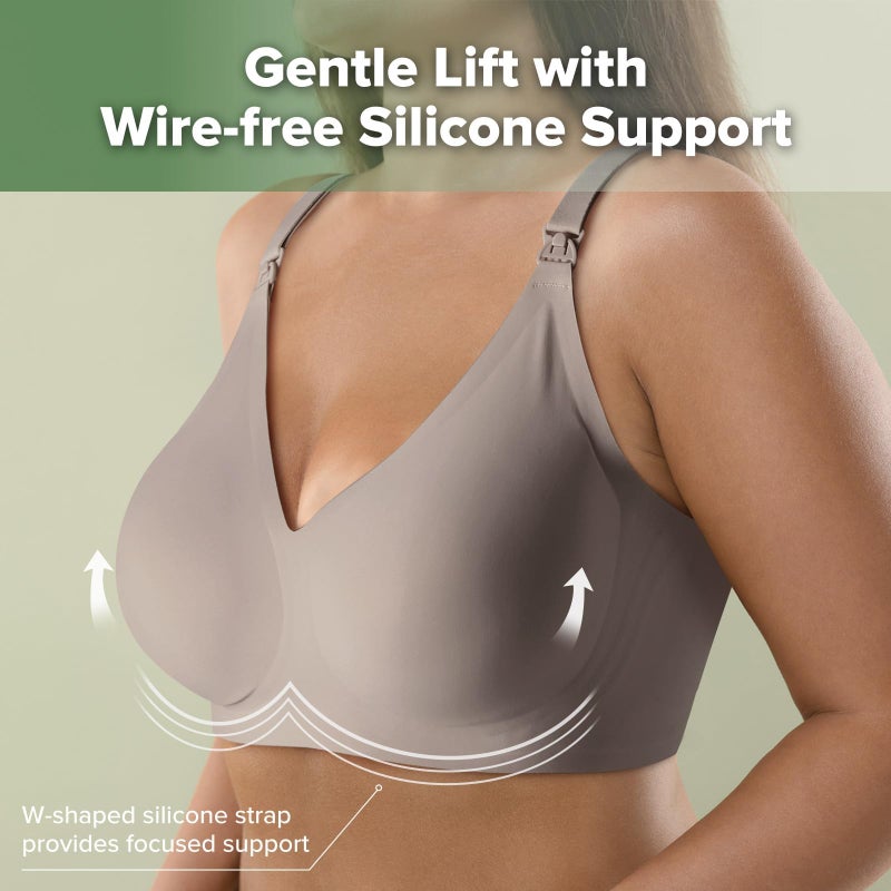 haakaa Nursing Bras for Breastfeeding, Ultra Comfort Jelly Stripâ€œ Supportive Maternity Bras Wireless Pregnancy Bras (Ash, L) - Image 2