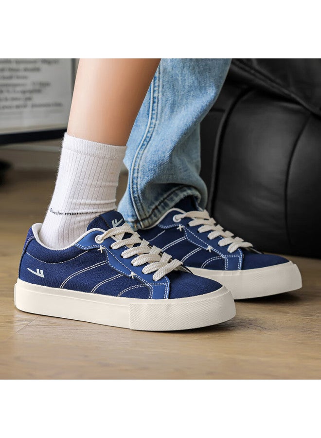 Pull Back Warrior Men's Spring New Lightweight Comfortable Classic Couple Flat Sneakers Wxym412 Dark Blue Size 35 - Image 3