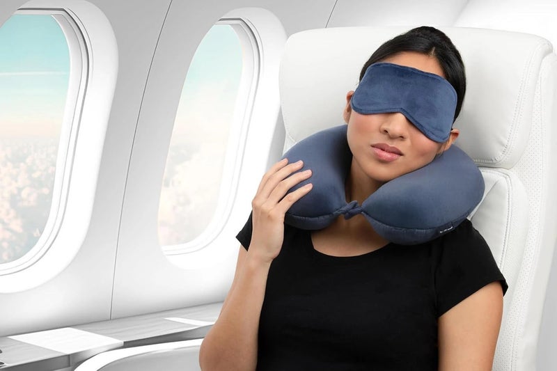 Pumpum Microfiber Travel Pillow with Eye Mask – Soft Neck Support Pillow for Airplane, Car, Train & Office – Compact & Lightweight Travel Essentials Set for Men & Women,Green - Image 4