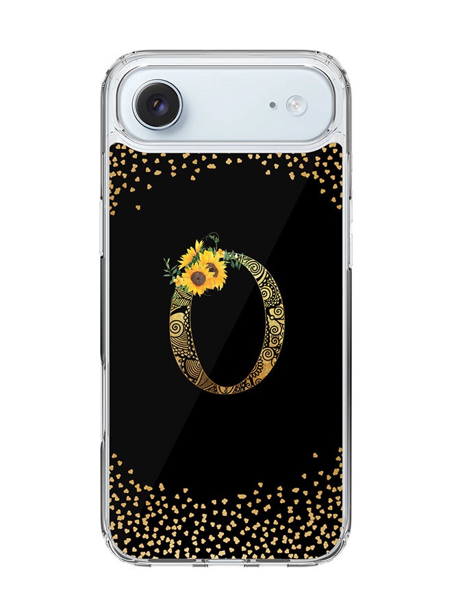 Stylizedd Classic Clear MagSafe Case for iPhone 17 Air , Hybrid Soft Case Flexible Edges Anti Drop TPU PC Gel Thin Transparent Cover [ Designed for iPhone 17 Air ] - Custom Monogram Initial Letter Floral Pattern Alphabet - O ( Black )
