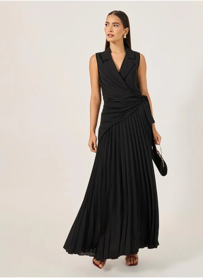 ستايلي Pleated Sleeveless A-Line Maxi Dress