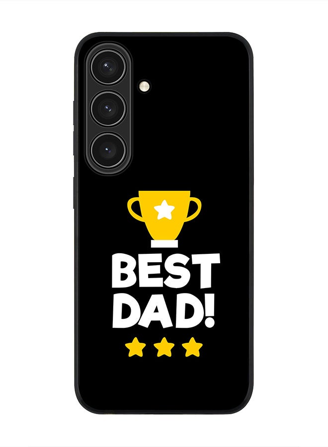 Stylizedd Rugged Black edge case for Samsung Galaxy S24, Slim fit Soft Case Flexible Rubber Edges Anti Drop TPU Gel Thin Cover- Best Dad Cup - Image 1