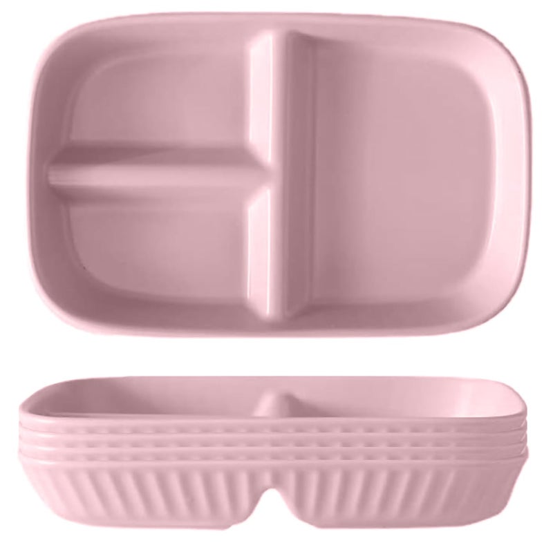 Oicia Portion Control Plate for Balanced Eating Unbreakable Divided Plates Serving Meal Plate for Adults Microwave Dishwasher Safe for Daily Use Compartment Plates Pink Pack of 4 - Image 1