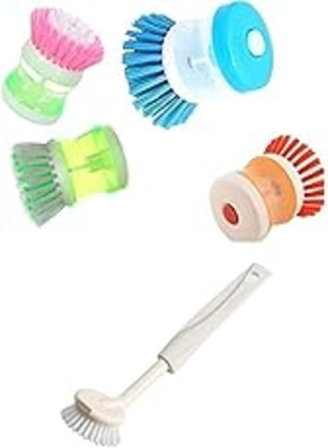 Bundle of Mini cleaner brush, orange + PEDRINI Brush, Round Washing Nylon Bristle