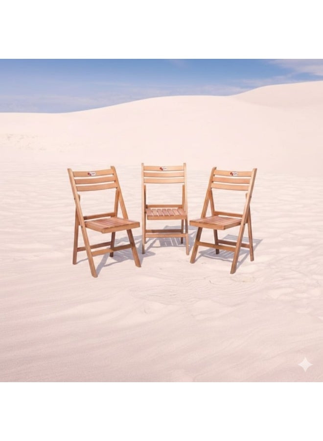 Folding Beach & Garden Chair Set – 3 Beech Wood Outdoor Chairs – Durable Patio Seating – Portable & Space-Saving for Balcony, Garden & Beach - Image 4
