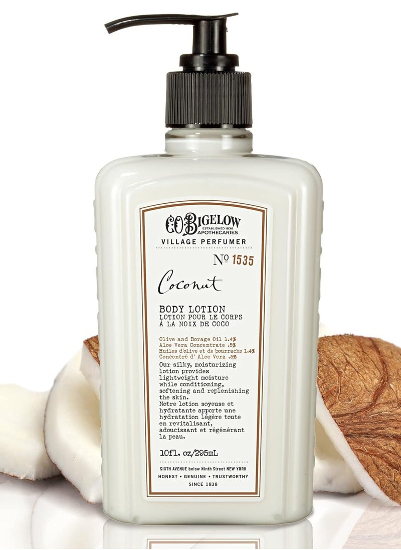 C. O. Bigelow C.O. Bigelow Coconut Moisturizing Body Lotion for Women and Men, Village Perfumer Lotion with Olive Oil, Borage Oil, and Aloe Vera, 10 fl oz  - Image 1