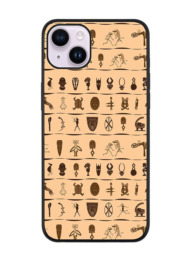 Stylizedd Rugged Black edge case for Apple iPhone 14 Slim fit Soft Case Flexible Rubber Edges Anti Drop TPU Gel Thin Cover - Tribal Hieroglyphics - Image 1