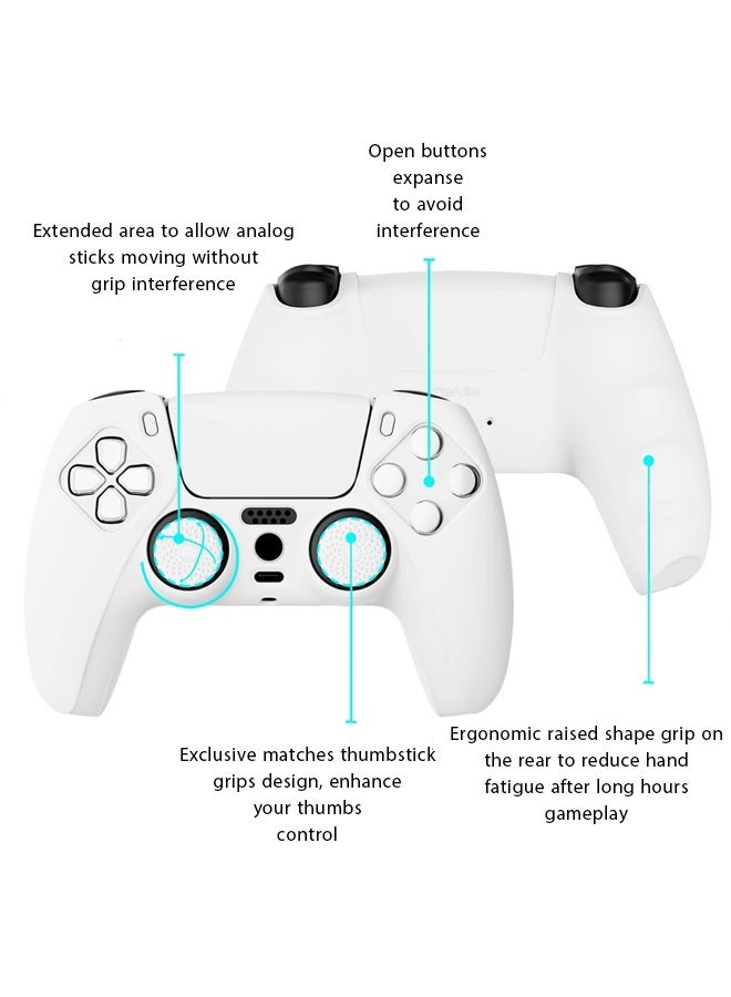 Ps5 Controller Cover Case,With Pure Series Anti-Slip Silicone Cover Skin For Ps5 Controller, Soft Rubber Case For Ps5 Wireless Controller With White Thumb Grip Caps - Image 3