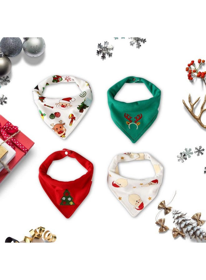 Little Dimsum Baby Bandana Drool Bib for Christmas Baby Bibs Boys & Girls Super Absorbent 100% Organic Cotton Baby Bandana Baby Gift Set for Teething Drooling(Christmas 4-Piece Bib - Image 1