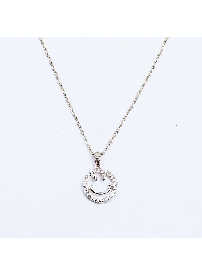 FLUFFY Emoji Face Soft Necklaces Of Fluffy Women's Accessories-Silver  - Image 1