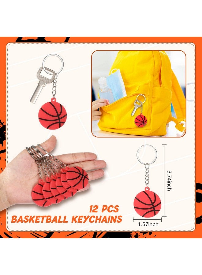 LEIFIDE 48 قطعة من مستلزمات حفلات كرة السلة 12 سوار سيليكون كرة سلة 12 حقيبة سحب للحلويات 12 كرة ضغط صغيرة لكرة السلة و 12 سلسلة مفاتيح لكرة السلة لحفلة عيد الميلاد لكرة السلة - Image 5