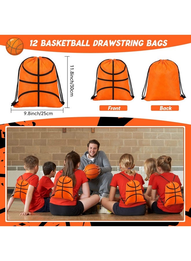 LEIFIDE 48 قطعة من مستلزمات حفلات كرة السلة 12 سوار سيليكون كرة سلة 12 حقيبة سحب للحلويات 12 كرة ضغط صغيرة لكرة السلة و 12 سلسلة مفاتيح لكرة السلة لحفلة عيد الميلاد لكرة السلة - Image 3
